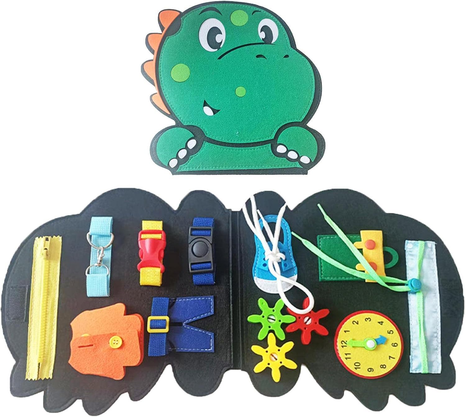 Felt Quiet Book - Felt Dinosaur Preschool Busy Book for Toddlers | Preschool Learning Activity Folder for Toddlers and Fiaoen Toy Book