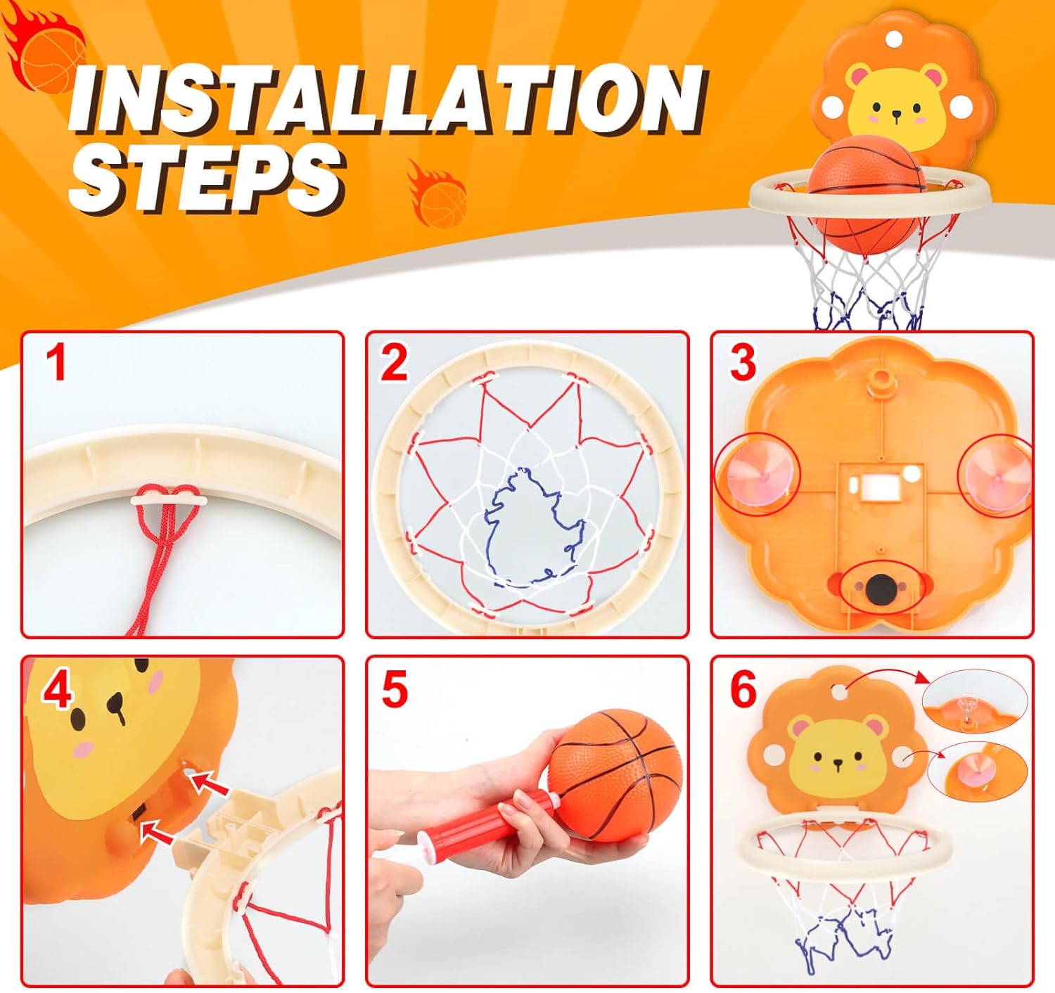 Juego de baloncesto divertido León para niños - 024