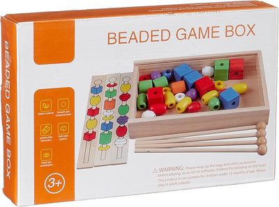 Fidtoy Perles à enfiler en bois pour tout-petits, jouet d'apprentissage des habiletés motrices fines, perles de laçage Montessori pour le jeu calme préscolaire