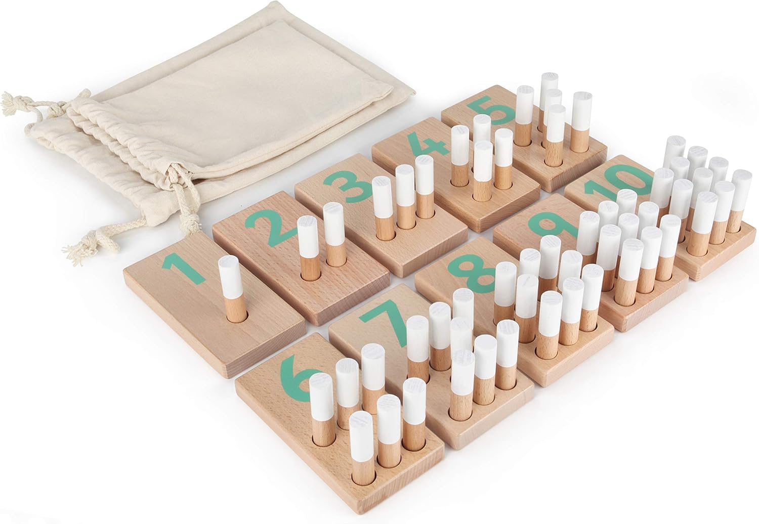 Holz & Schnüdel Jouet éducatif de comptage en bois Montessori pour garçons et filles de 2 ans et plus | Design nordique moderne – Matériaux durables pour tout-petits et enfants d'âge préscolaire