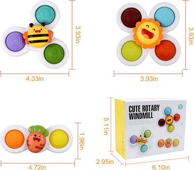 Fidtoy Baby Suction Cup Spinner 3 pieces Toy Pop It Sensory Bath Toy
