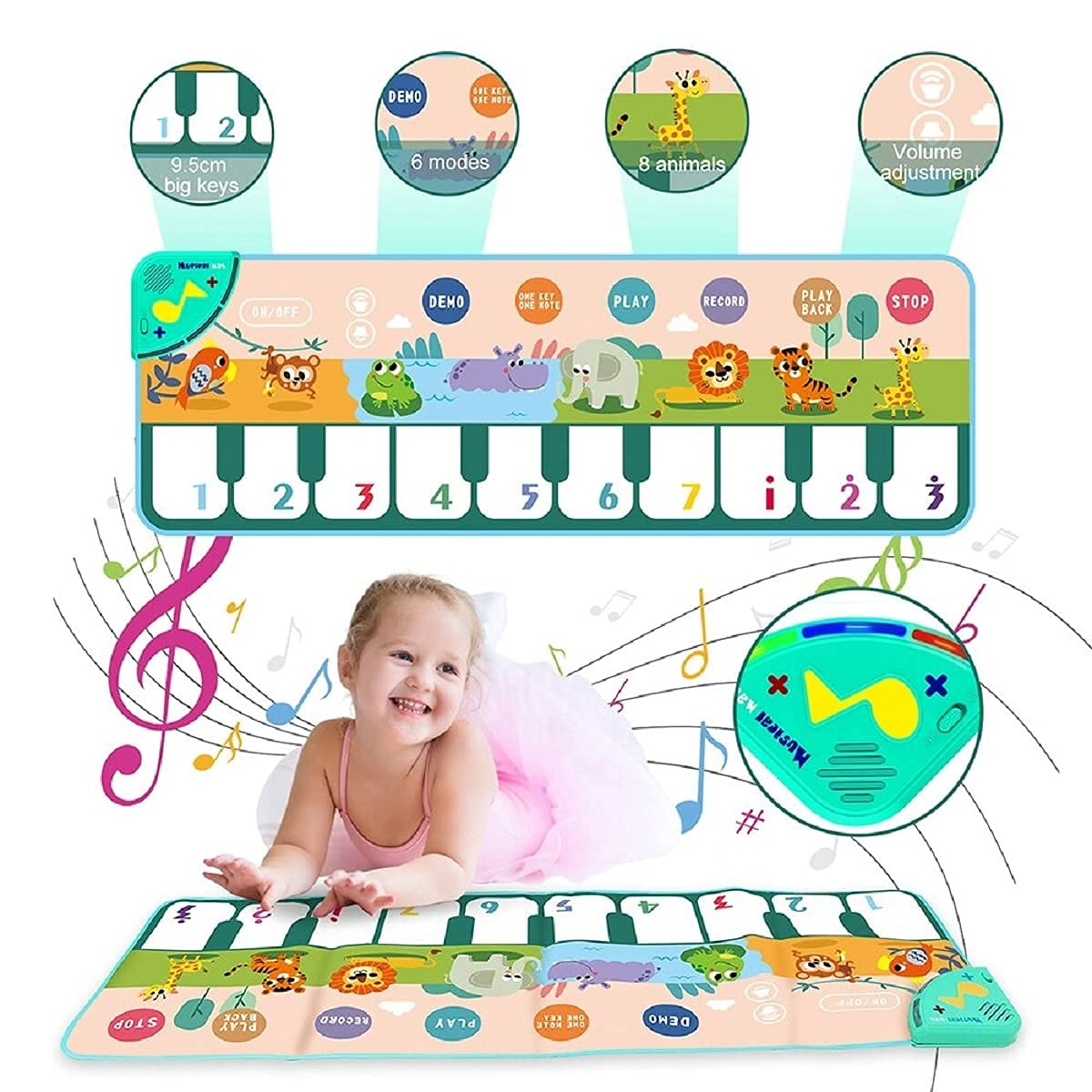 Tapis de piano musical Fidtoy pour tout-petits – Jouet d'apprentissage interactif et piste de danse