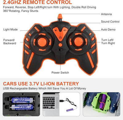 Voiture Télécommandée de cascades avec rotations à 360° et lumières – 4x4 Double Face | Bacha Toys