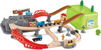 Fidtoy Wooden Railway Bucket Builder Train Set 50 Piece Toy