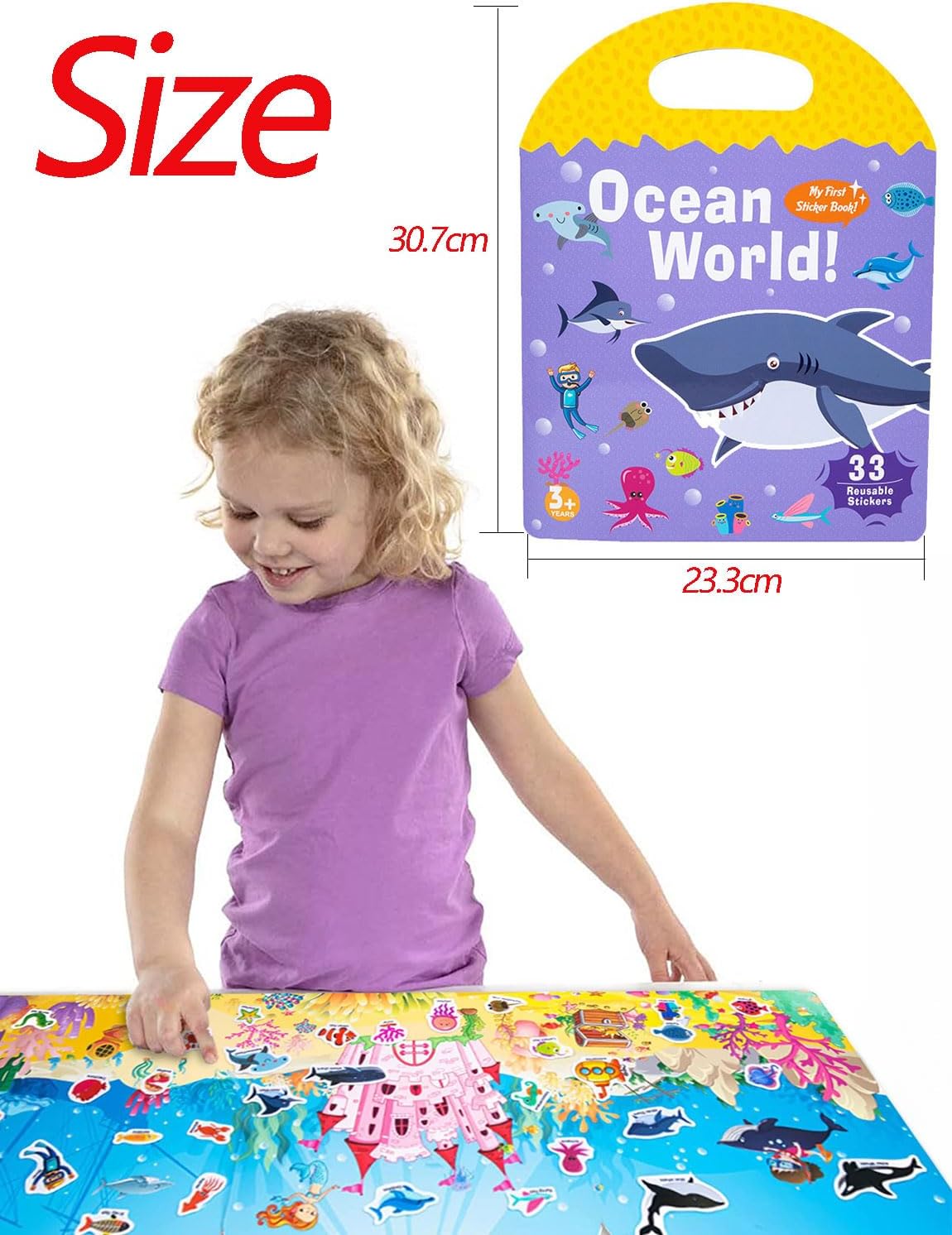 SIBBYE Libro Silencioso Portátil de Gelatina, Libro de Pegatinas Reutilizables para Niños, Actividades de Aprendizaje Preescolar para Niños Pequeños - Libro de Pegatinas de Juguetes de Viaje, Regalos Educativos (Océano)