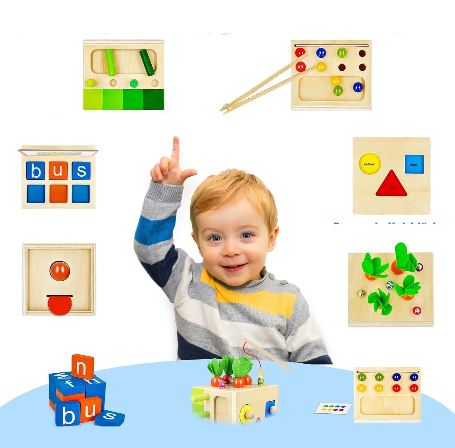 Caja de actividades de aprendizaje intercambiables Montessori Busyboard