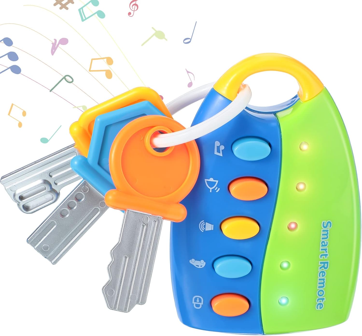Fidtoy Jouet musical clé de voiture pour les tout-petits – Jouet interactif télécommande de voiture pour bébé avec lumières, sons et 10 chansons pour le jeu d'apprentissage précoce