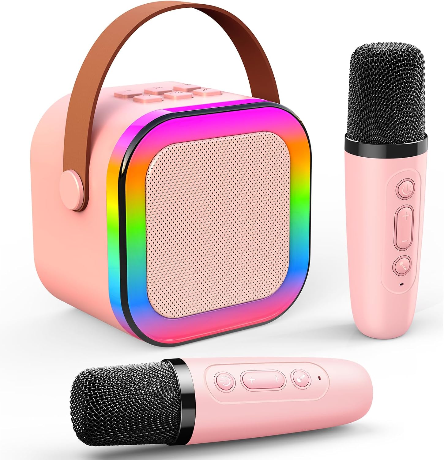 Machine de karaoké pour enfants Fidtoy avec 2 microphones sans fil et haut-parleur Bluetooth portable