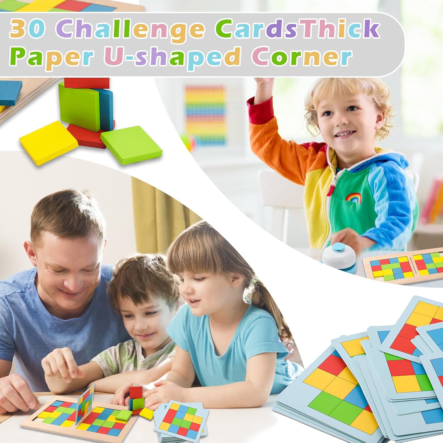 Jeu de combat Fidtoy avec Cube Rubik Coloré pour 2 joueurs, Puzzle en bois à motifs assortis