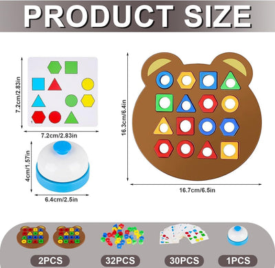 Fidtoy Jeu de société en bois pour enfants avec reconnaissance des couleurs et des formes