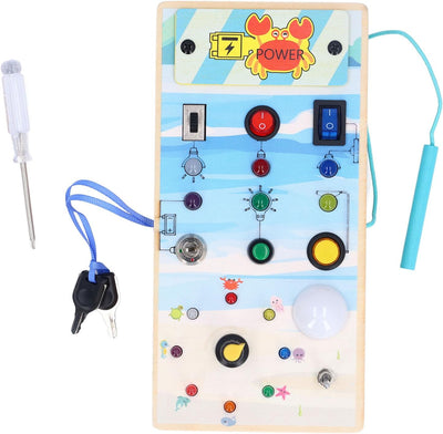 Fidtoy Montessori Tablero Ocupado con Interruptor de Luz LED Tablero Sensorial de Doble Cara Laberinto Magnético Juguete Educativo de Habilidades Motoras Finas Juguete de Viaje Silencioso Regalo