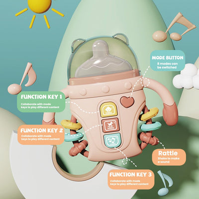 Fidtoy Biberon sensoriel bébé réconfortant avec lumières, musique et anneau de dentition | Jouet d'apprentissage apaisant pour bébés de 6 à 24 mois