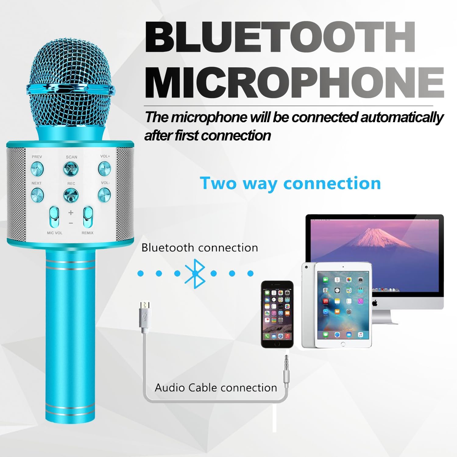 Microphone Karaoké sans Fil Bluetooth Fidtoy pour Enfants et Adultes