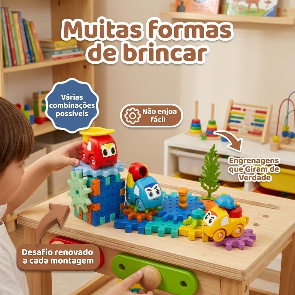 Fidtoy – Jouet de Construction d'Engrenages pour Enfants, 18 Pièces – Ensemble de Construction Interactif à Engrenages Rotatifs pour l'Apprentissage des STIM, la Construction Créative et le Développement de la Motricité Fine, pour les 3 Ans et Plus