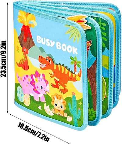 Fidtoy Dinosaur Friends Busy Book – Interactive Montessori Activity for Toddlers 2-5