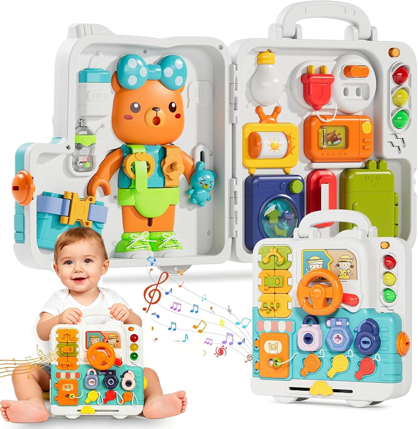 Kit de tablero de actividades sensoriales con luz y sonido Mega Multi-actividades para aprendizaje - 514