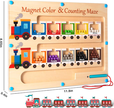 Fidtoy Wooden Toy Train Set Montessori Magnetic Maze Toy for Toddlers