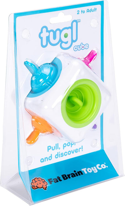 Fat Brain Toys Tugl Cube Popping Fidget Toy, Engaging for Toddlers, Kids, Teens, Adults - Relaxing Handheld Fidget Cube, 2 Years and Up