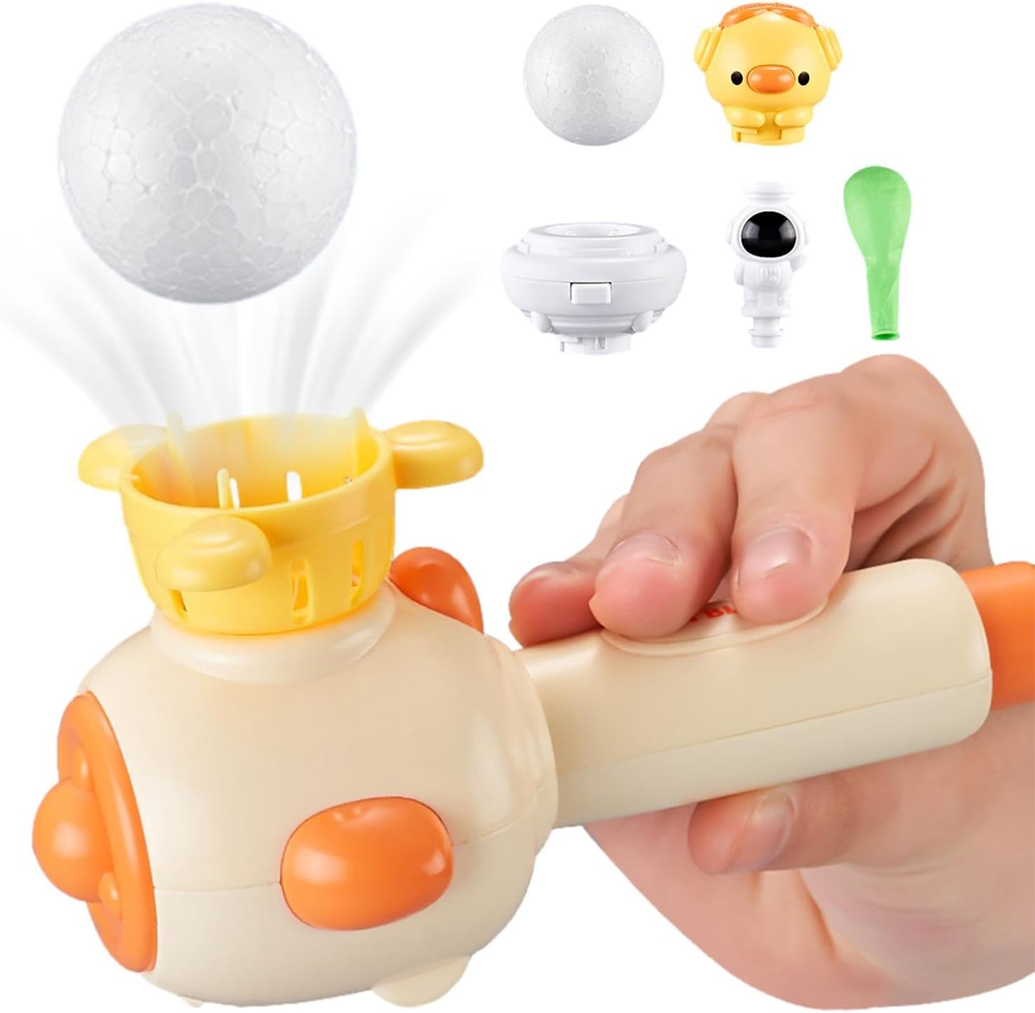 Fidtoy 3 en 1 Souffleur Flottant Ballon Jouet d'Activité pour Enfants – Jouet Montessori d'Entraînement Respiratoire avec Balle Flottante, Lanceur de Ballons et Sifflet pour les 3 ans et plus