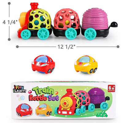 Fidtoy Baby Rattle Roll Train Toy Set for 6-12 Months
