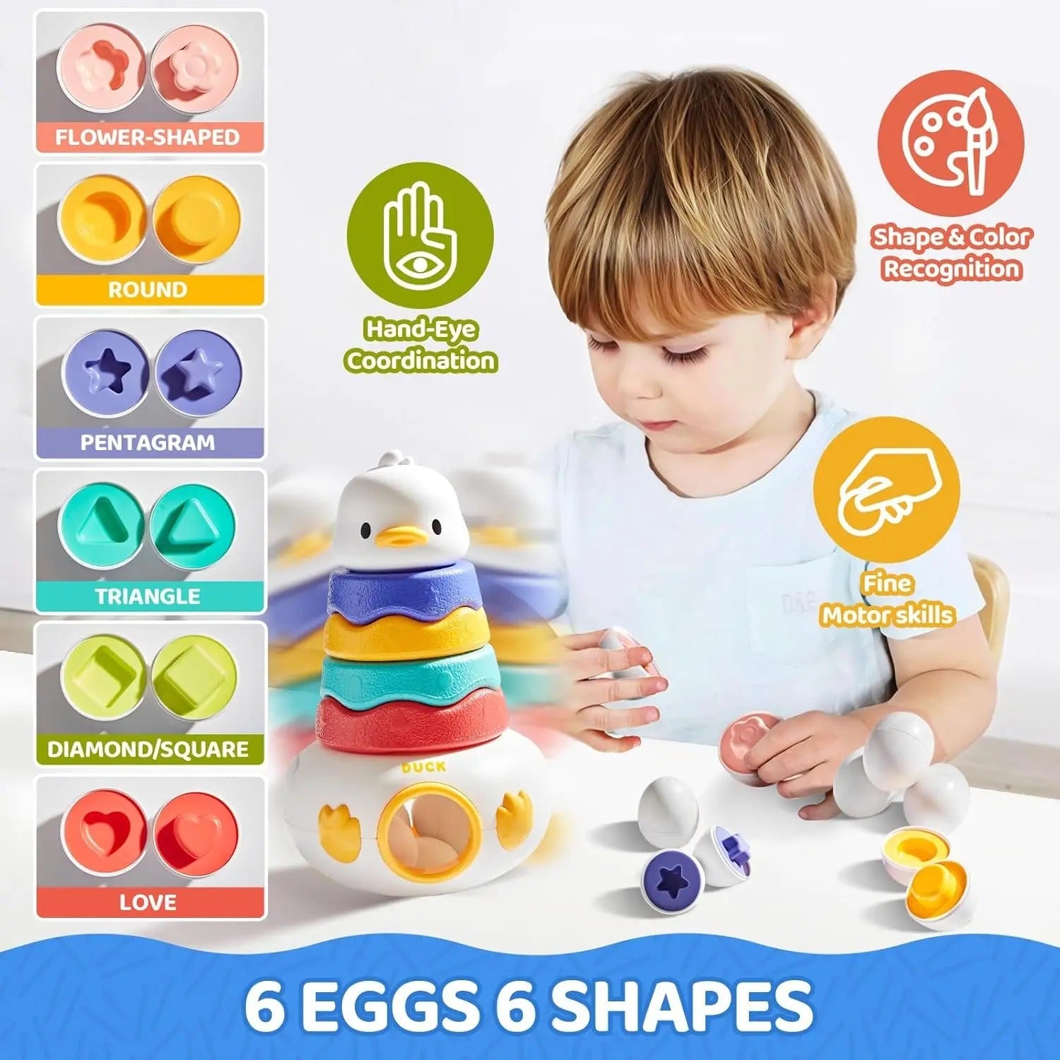 Vaso apilable de pato 2 en 1 y emparejamiento de huevos - 911