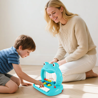 Juguete de piano de rana con bolas sopladoras para niños pequeños, teclado musical educativo con luces y sonidos, juguete de desarrollo de aprendizaje temprano con bolas de colores y teclas de piano para niños y niñas de más de 18 meses