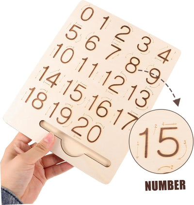 Fidtoy Montessori Double-Sided Number and Shapes Tracing Board for Kids Wooden Pre-Writing Learning Toy Age 2-6