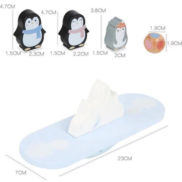 Jeu d'équilibre avec des pingouins en bois - Jouets pour la motricité fine
