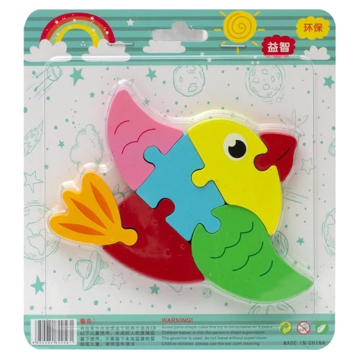 Fidtoy 3D Cute Learning Animal Jigsaw Puzzle - Random Design, Wooden Animal Puzzle for Toddlers, Preschool Spatial Skills and Early Learning Toy Ages 2-6
