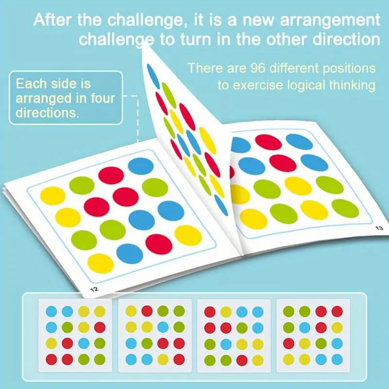Fidtoy 2-en-1 Jeu de logique d'engrenages à motifs à quatre couleurs, Puzzle d'engrenages manuel en plastique de correspondance de couleurs, Jouet de logique de conscience spatiale et de numératie pour les 2-6 ans