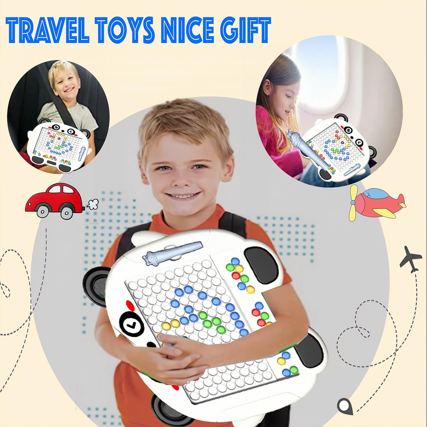 Fidtoy Panda Magnetic Drawing Bead Tablet Plastic Mess Free Magnetic Bead Drawing Board for Kids Ages 3+
