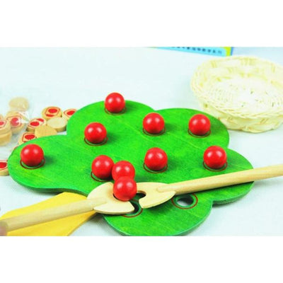 Bandeja de clavijas de árbol de manzana Montessori para contar B
