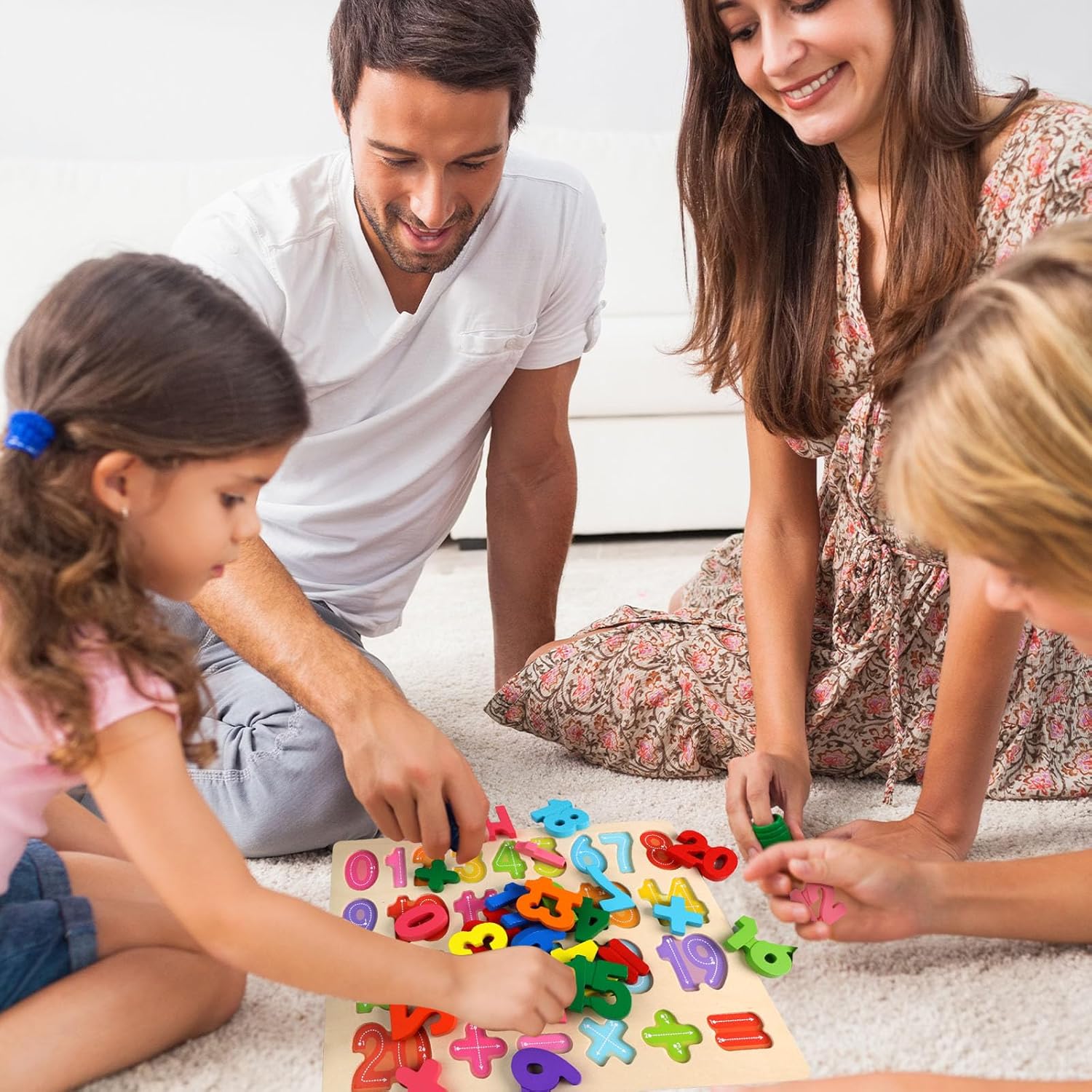 Fidtoy Tableau d'apprentissage des chiffres en bois 3D 0-20 Montessori, puzzle mathématique pour tout-petits, jeu éducatif de reconnaissance des formes et de comptage des chiffres