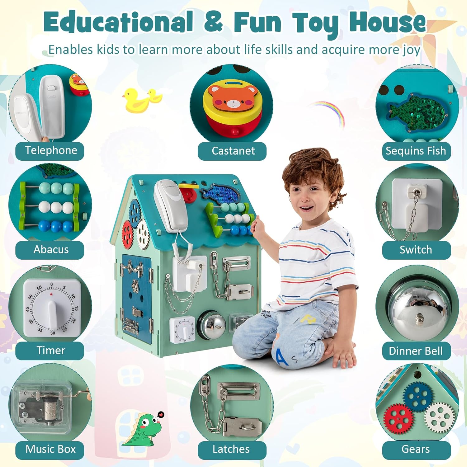 Fidtoy Casa de Juegos Montessori con Tablero de Actividades Multifuncional