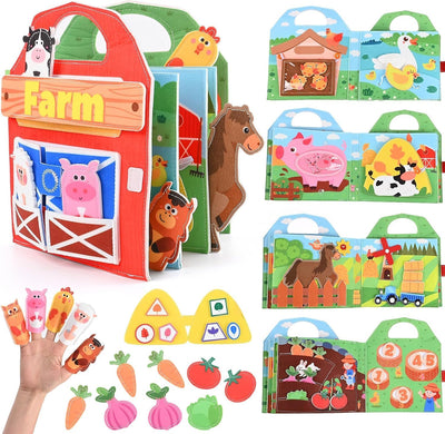Libro tranquilo de granja de fieltro 3D, juguete Montessori de tablero de actividades de 1 a 3 años, tablero de actividades de libro tranquilo para niños, juguete de regalo para niñas y niños