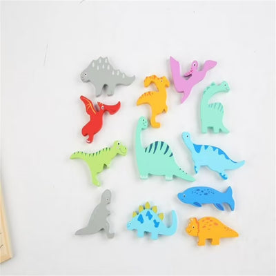 Fidtoy Tangram Wooden Dinosaur – Montessori Educational Puzzle Toy for Toddlers