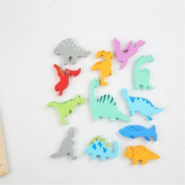 Fidtoy Tangram Dinosaure en bois – Puzzle éducatif Montessori pour tout-petits