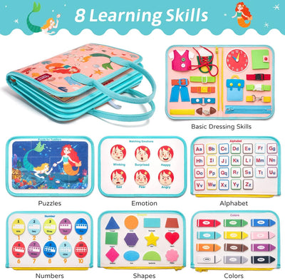 Juguetes sensoriales para niños pequeños de 2 a 4 años, juguetes educativos/Montessori de actividades de viaje para niñas y niños de 2 a 4 años, regalo, sirena