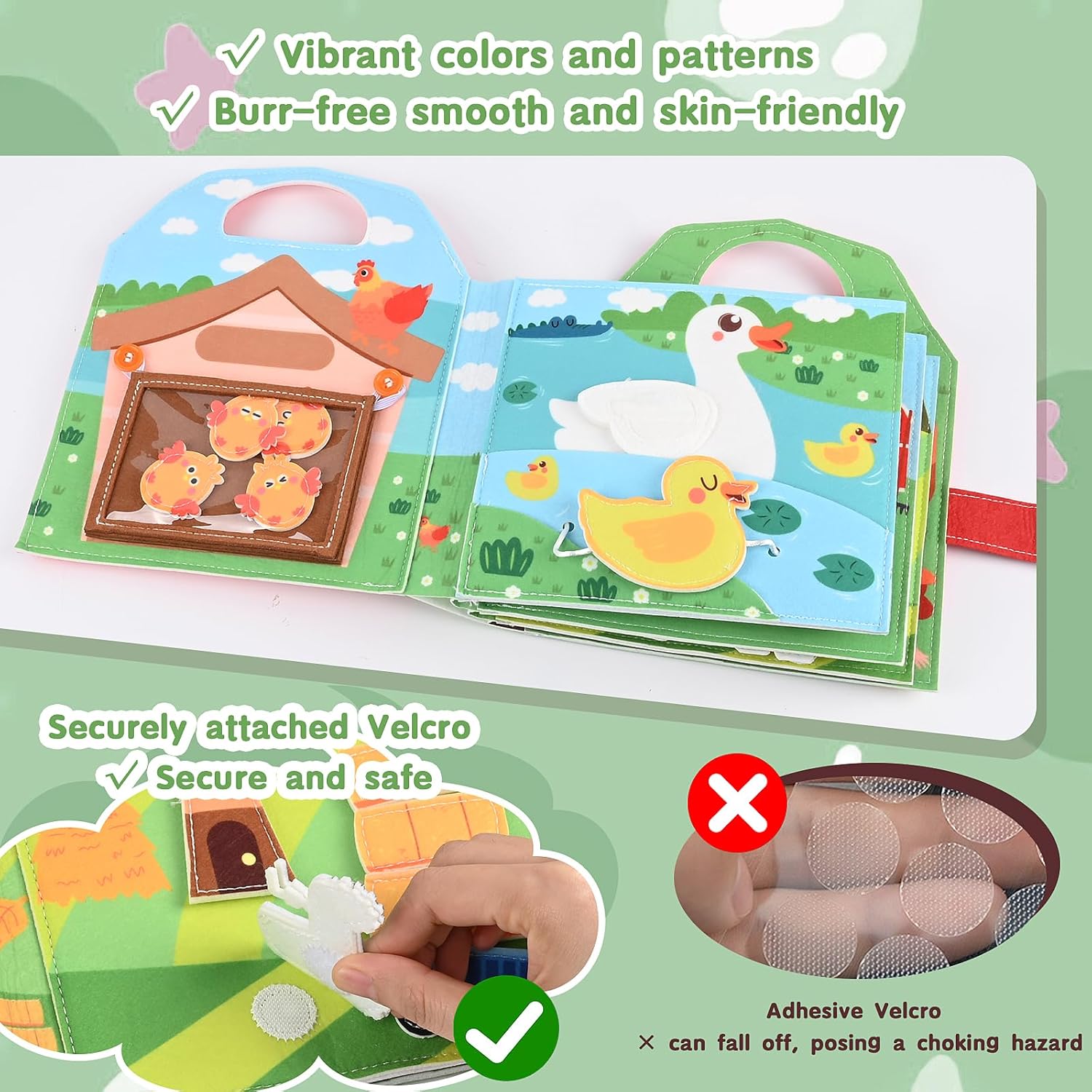 Libro tranquilo de granja de fieltro 3D, juguete Montessori de tablero de actividades de 1 a 3 años, tablero de actividades de libro tranquilo para niños, juguete de regalo para niñas y niños
