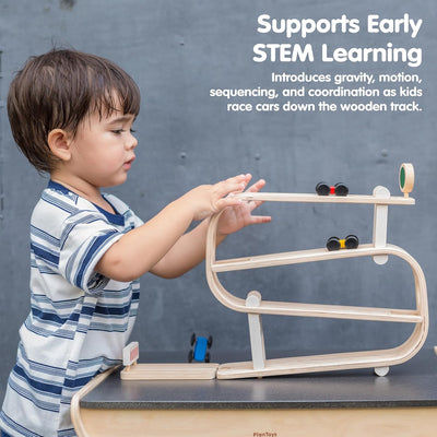Fidtoy Coche de juguete de madera con rampa para niños - Juguete de aprendizaje interactivo