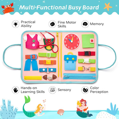 Juguetes sensoriales para niños pequeños de 2 a 4 años, juguetes educativos/Montessori de actividades de viaje para niñas y niños de 2 a 4 años, regalo, sirena