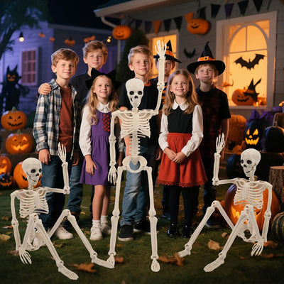 Fidtoy Posable Halloween Skeleton Decorations Set of 2