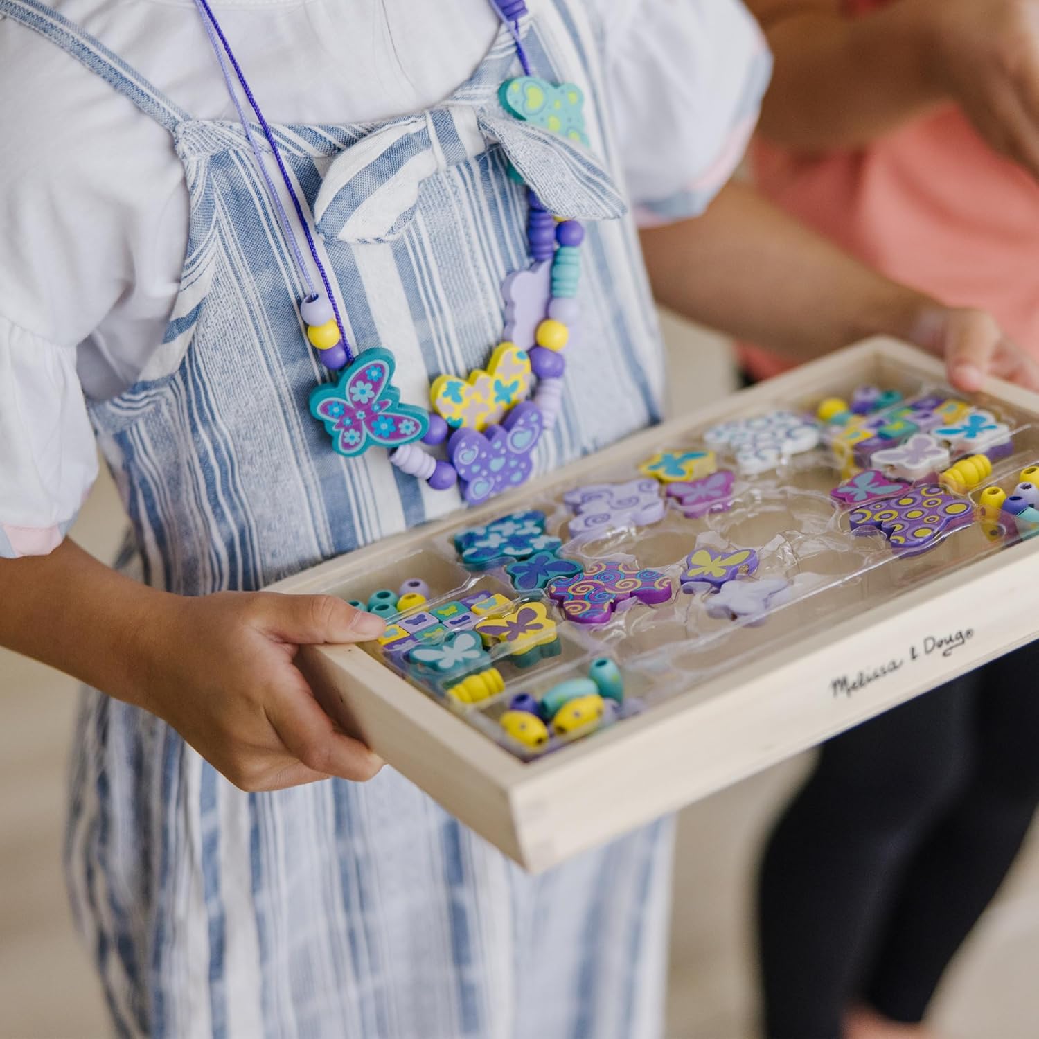 Fidtoy Butterfly Wooden Bead Set for Kids Jewelry Making