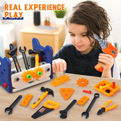 Fidtoy Multi Function DIY Tool Table for Kids Little Engineer Pretend Play Kit Age 3+