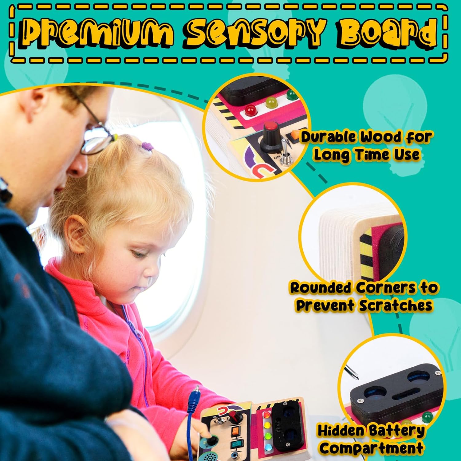 TEUVO Montessori Juguetes Robot Busy Board Juguetes para niños pequeños de 1 2 3 4 5 6 años, Juguetes educativos sensoriales con interruptor de luz para viajar, Regalos para niños y niñas en Navidad, Cumpleaños y Días Festivos