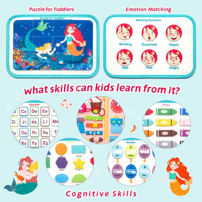 Juguetes sensoriales para niños pequeños de 2 a 4 años, juguetes educativos/Montessori de actividades de viaje para niñas y niños de 2 a 4 años, regalo, sirena