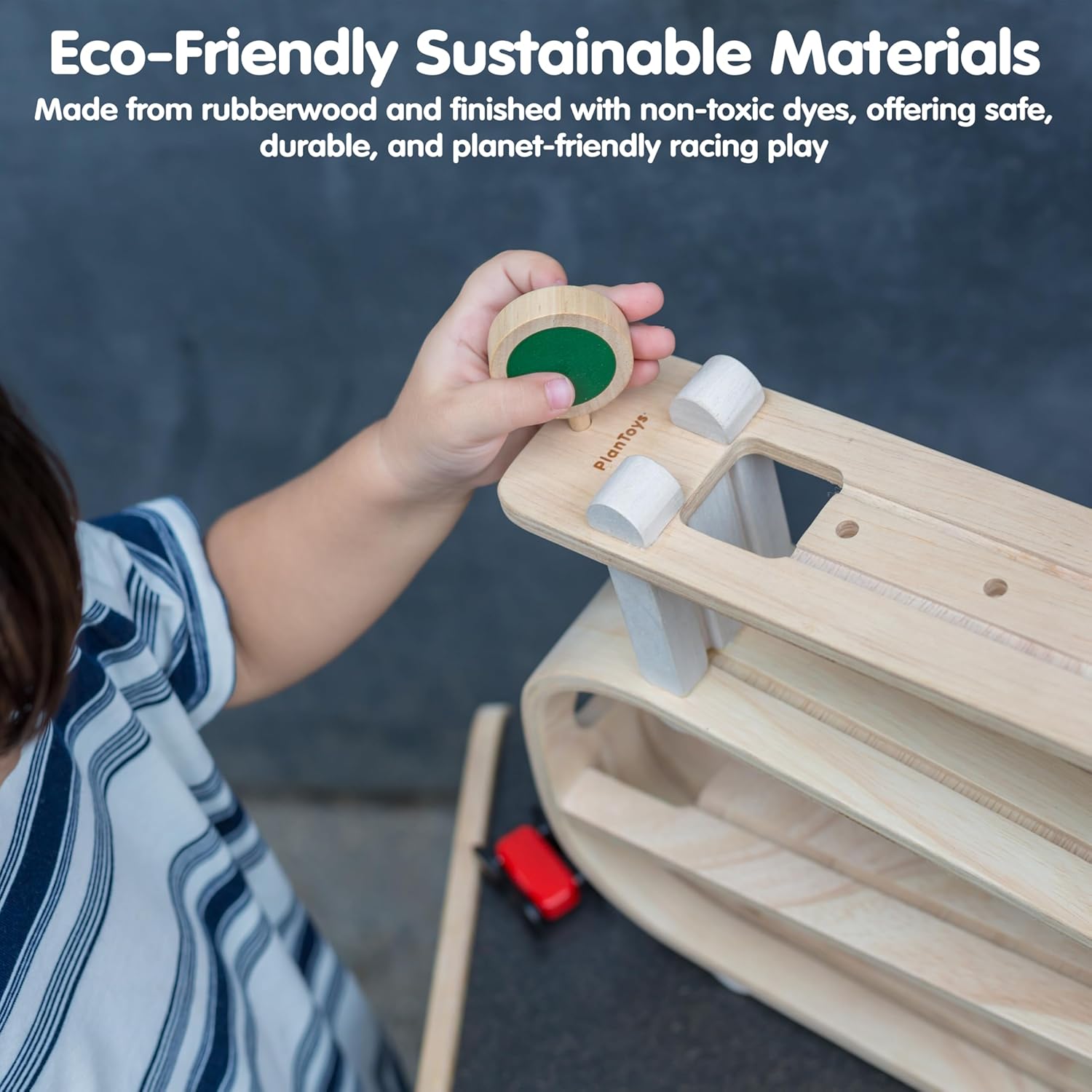 Fidtoy Coche de juguete de madera con rampa para niños - Juguete de aprendizaje interactivo