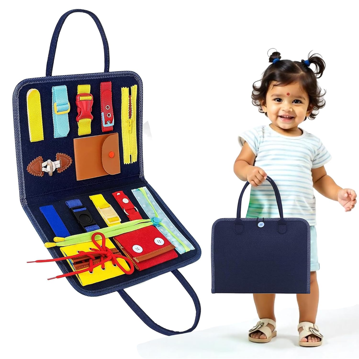 Fidtoy Portable Felt Busy Board for Toddlers Fine Motor Skills Travel Toy