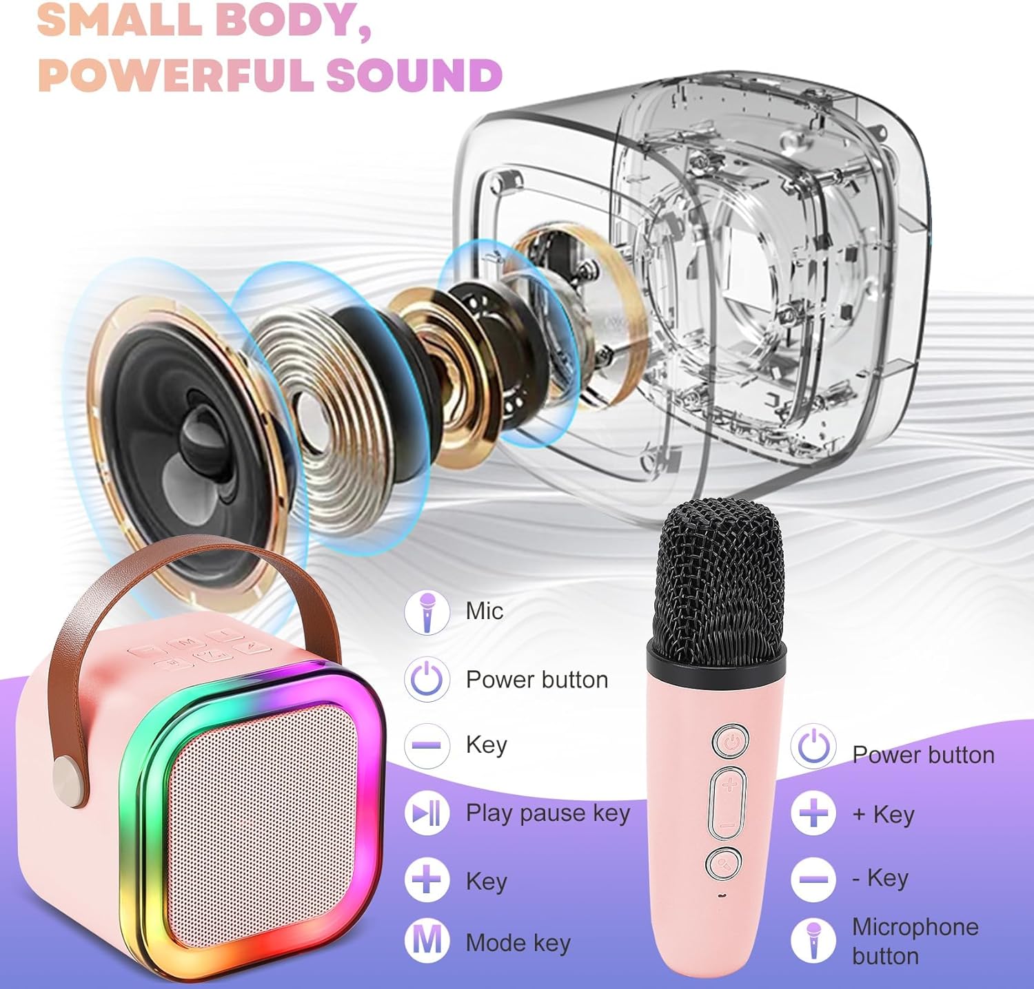 Machine de karaoké pour enfants Fidtoy avec 2 microphones sans fil et haut-parleur Bluetooth portable