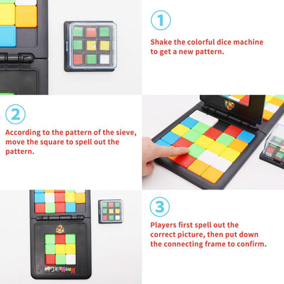 Fidtoy Multiplayer Magic Square Block Puzzle Game for Kids 5+ Portable Two Player Pattern Matching Board